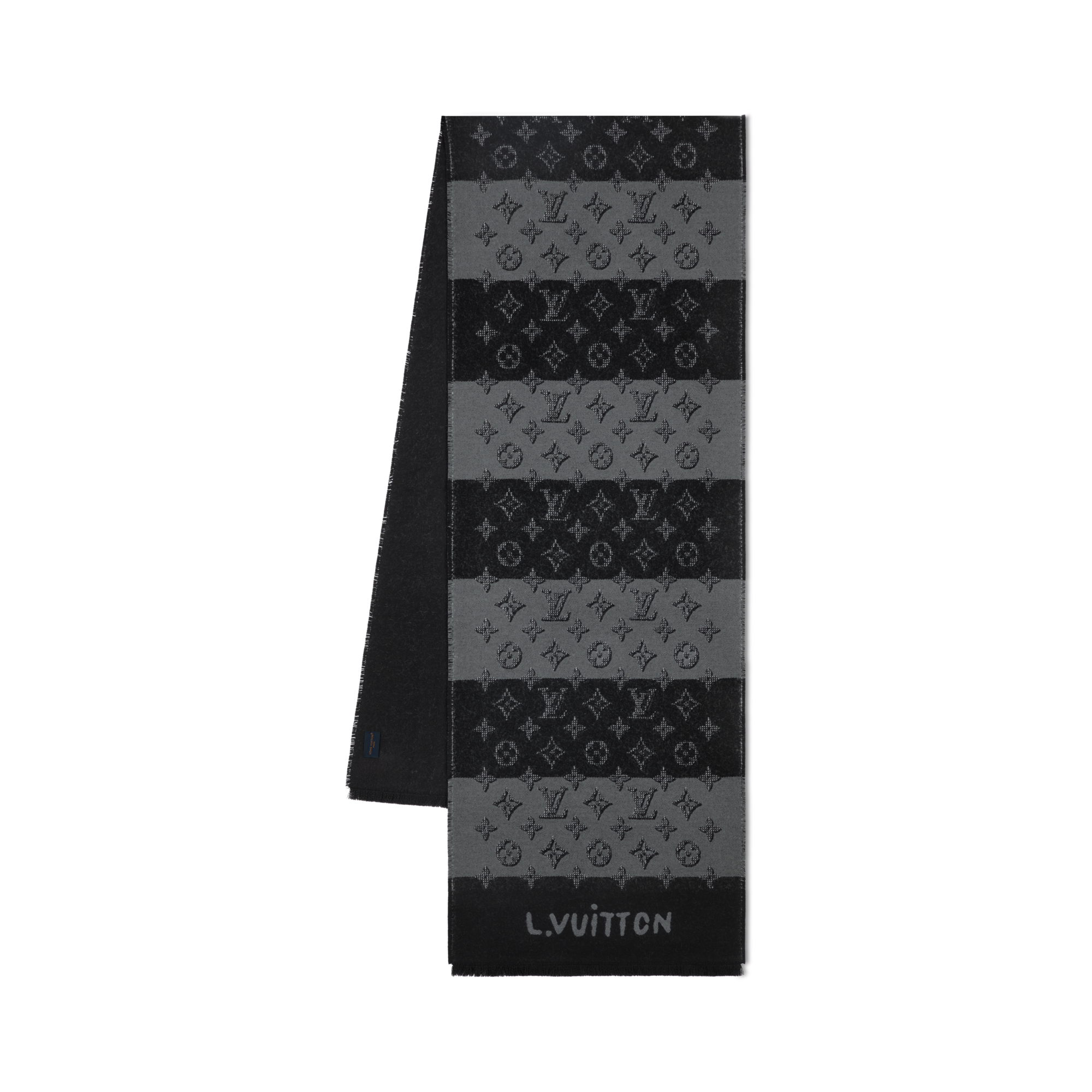 Louis Vuitton マフラー ウールカシミヤ混合 黒 グレー メンズ マフラー、ストール、その他テキスタイル カタログ|ルイ